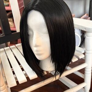 Sleek Black long bob Women's synthetic hair Wig